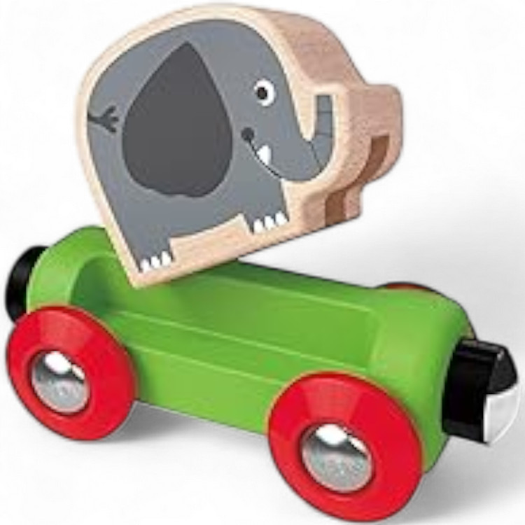 Hape Dschungelzug mit drei Waggons und den Tieren Tiger Löwe Elefant ab 18 Monaten